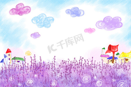 紫色花卉插画摄影照片_花卉插画