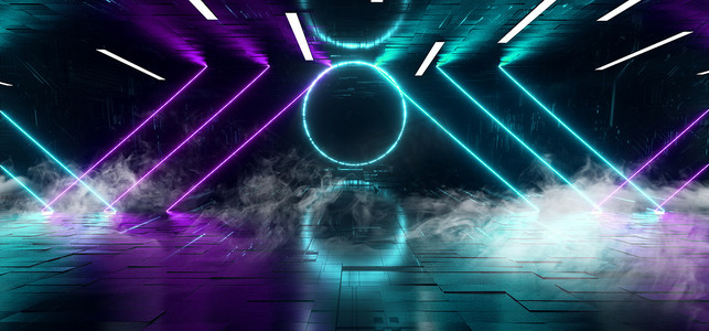 烟雾科幻现代未来主义霓虹灯紫色蓝色发光康克