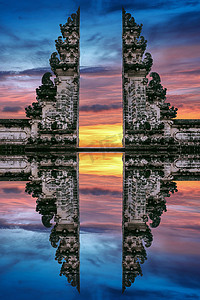 寺庙大门摄影照片_印度尼西亚巴厘Lempuyang Luhur寺庙的大门.