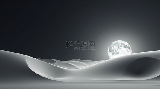 夜空月球照射沙漠科技感背景5