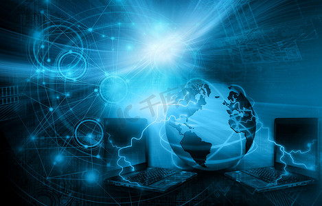 最佳的互联网概念的全球业务。全球范围内，技术背景上的发光线。电子、 Wi-Fi、 光线、 符号互联网、 电视、 手机和卫星 communicationsblue 模糊