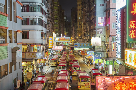 旧香港摄影照片_旺角的夜晚街道