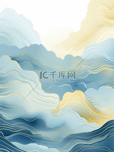 中国风描金山水纹理背景19