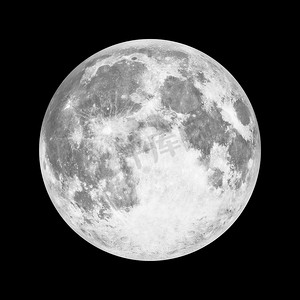 在黑色背景的空间满月。Nasa 提供的这张图片的元素
