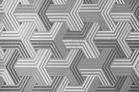 3d. 抽象银金属背景。几何六边形。不同的颜色