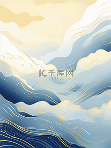 国潮金背景图片_中国风描金山水纹理背景2