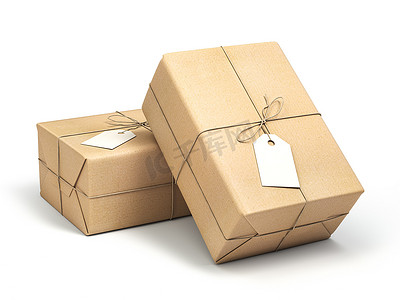 包裹包装盒,用工艺用纸包裹,空白标签与白色隔离.3d说明