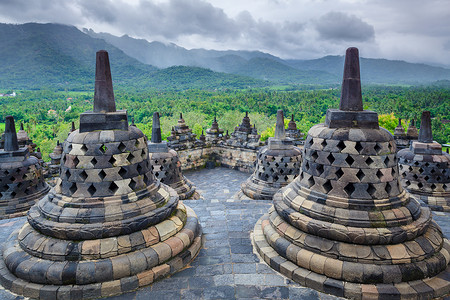印度尼西亚摄影照片_婆罗浮屠佛庙日惹。java 中印度尼西亚