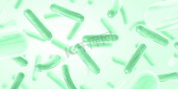 益生菌恢复肠道菌群绿色。乳酸菌。3d说明.