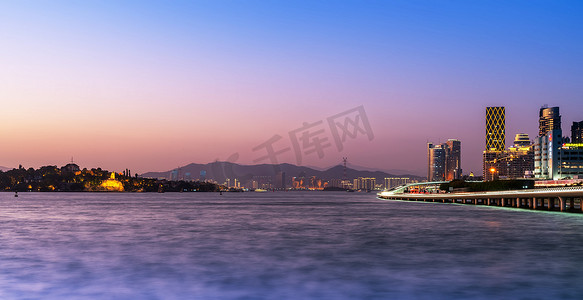 厦门海岸线建筑景观夜景