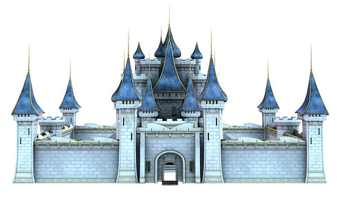 白色背景上的 3d 渲染童话城堡 - 3d 插图