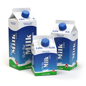 广交会箱包海报摄影照片_牛奶纸箱包上白色孤立。牛奶盒.