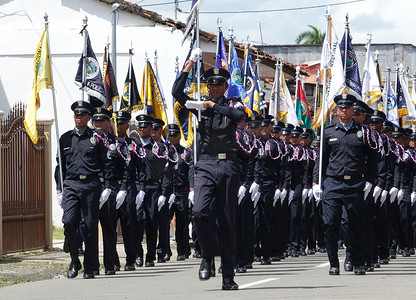 部队展板摄影照片_洛杉矶桑托斯-巴拿马, 2017: 巴拿马公共力量是巴拿马的国家安全部队. 