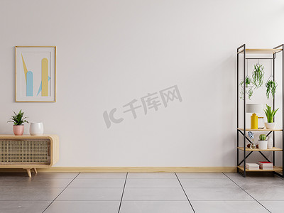 Empty room on white wall background.3D rendering