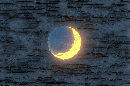 Moon摄影照片_Moon and stars with dark background,abstract conception,3d rendering.