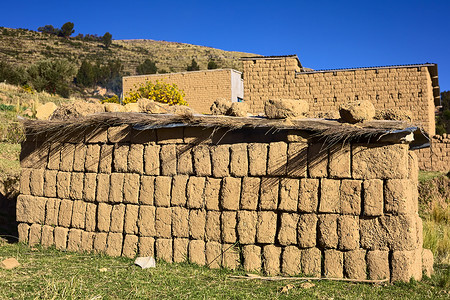 dried摄影照片_在玻利维亚的喀喀湖土坯砖桩