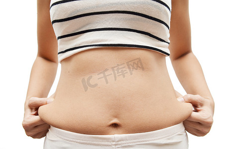 gras摄影照片_exploitation de gros ventre féminin ou pincer le gras