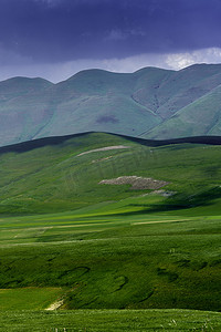 Piano Grande di Castelluccio di Norcia, Perugia province, Umbria, Italy, mountain and rural landscape in the Monti Sibillini natural park