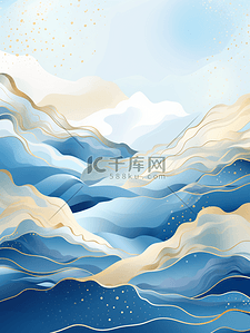 中国风描金山水纹理背景15