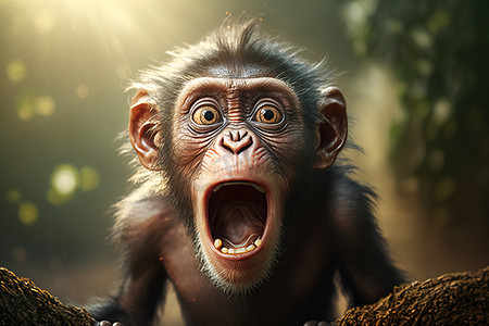 A monkey with its mouth open and its mouth wide open with its mouth wide open cgstudio a 3d render shock art