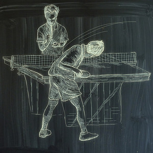 体育，乒乓球，乒乓球。手绘，线条艺术图片