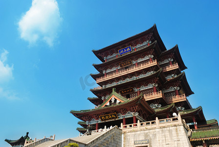 大气中国风画册摄影照片_滕王阁亭、 南昌，t 传统，中国的古代建筑，木头做的.