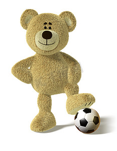 泰迪熊-脚踩足球球