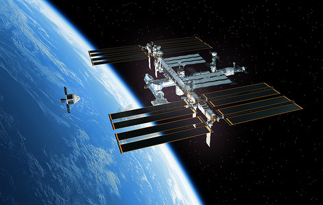 宇宙飞船正准备与国际空间站对接