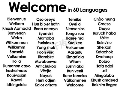 60 不同语言编写的欢迎