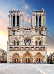 巴黎手绘地图摄影照片_巴黎圣母院大教堂-巴黎