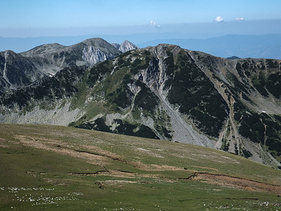 Panoramic view from Route to climbing a Vihren peak to Pirin Mountain, Bulgaria