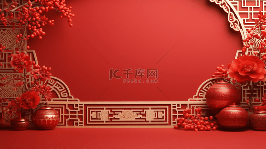中国红传统背景图片_红色传统古典春节喜庆背景6