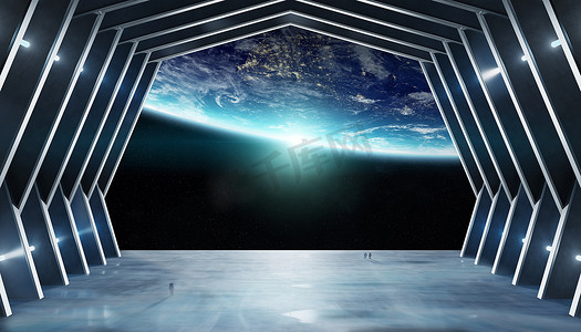巨大的蓝霍尔飞船内部3d 渲染元素的这幅图片由 Nasa 提供