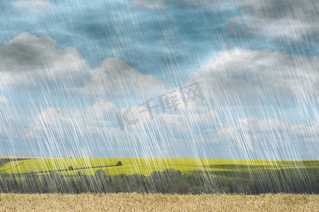 暴雨摄影照片_暴雨在多云的天气，在景观自然背景上