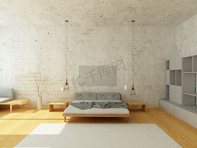 温馨的卧室在斯堪的纳维亚风格的装修
