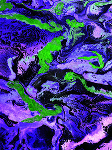 霓虹灯蓝色，紫色和绿色奇妙的绘画。艺术创作抽象手绘背景,大理石质感,抽象海洋,帆布上的丙烯酸绘画.现代艺术。当代艺术.