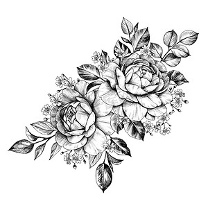 玫瑰手绘摄影照片_手工制作的玫瑰和果蝇花包