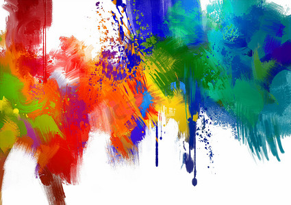 猪简笔画摄影照片_Abstract colorful paint stroke