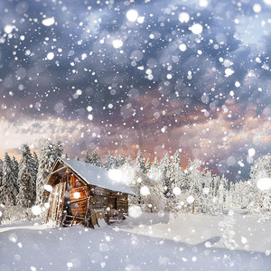 漫天摄影照片_梦幻般的冬季景观。背景与一些软的亮点