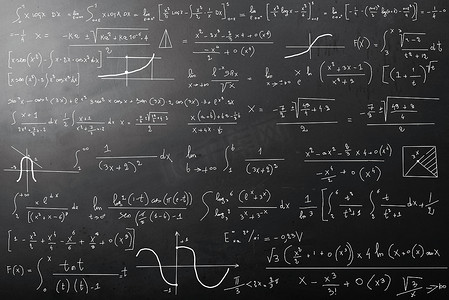 卡通数学公式摄影照片_黑板上的复杂数学计算