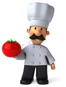 卡通厨师与番茄