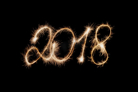 2018题字烟花。新年快乐 !