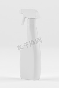 白色空白塑料喷雾洗涤剂瓶。包装模板样机集合。与剪切路径包括。3d 渲染.
