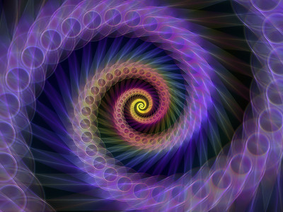 螺旋几何系列。由分形元素旋转涡组成的背景, 适用于数学、几何和科学项目