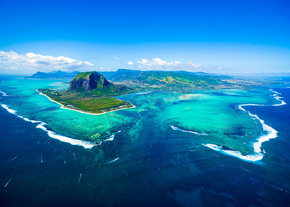 毛里求斯岛的空中景观