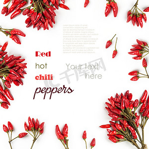 isolated摄影照片_Background with Red hot chili peppers isolated