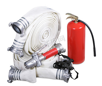 消防器材矢量摄影照片_在白色背景上的消防设备