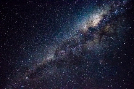 银河中心的长曝光照片, 灯塔海滩以南14公里, 一个非常黑暗和孤立的地方.