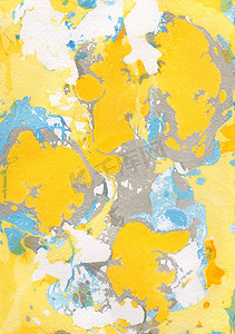 黄色、 蓝色、 灰色抽象手绘背景