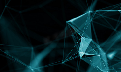 科技摄影照片_抽象的蓝色几何背景。未来的技术风格。霓虹招牌。未来科技 Hud 元素。优雅的抽象背景。大数据的可视化 .